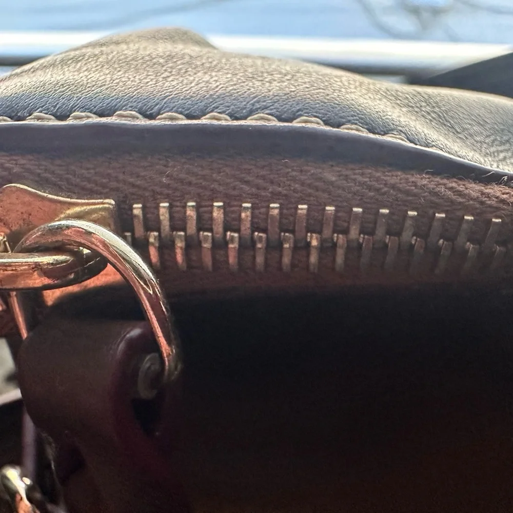 Dooney & Bourke Dark Brown Leather Shoulder Bag - Picture 6 of 8